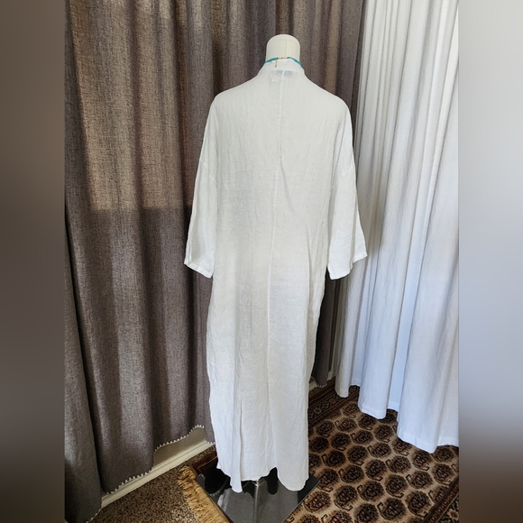White 100% Linen Maxi Dress - Picture 7 of 16